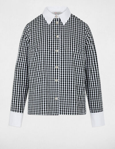Chemise col contrastant multicolore femme