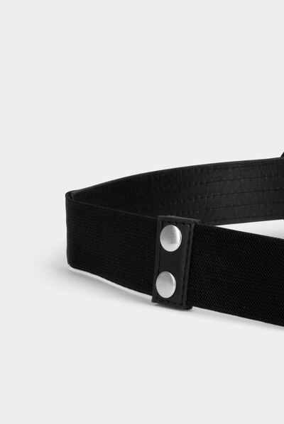 Ceinture élastiquée avec noeuds noir femme