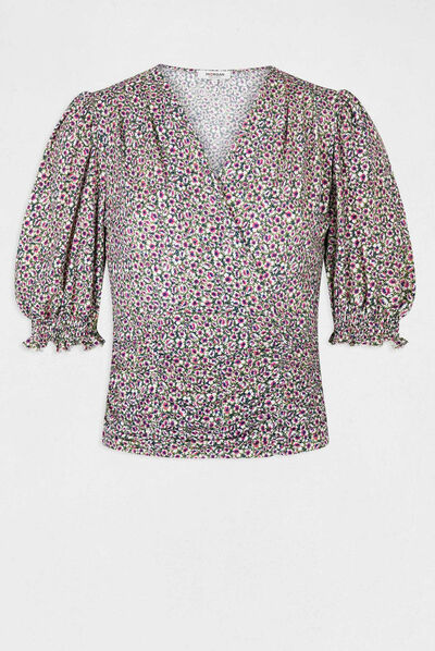 T-shirt manches 3/4 imprimé floral multico femme