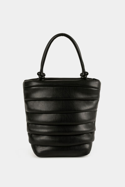 Sac seau avec fronces noir femme