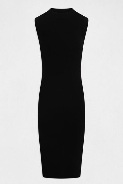 Robe pull midi ajustée dos dentelle noir femme