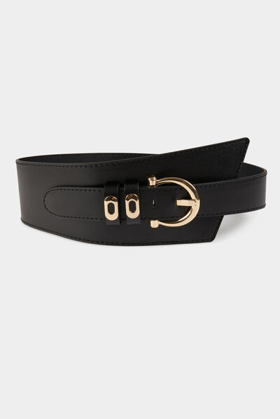 Ceinture large asymétrique noir femme