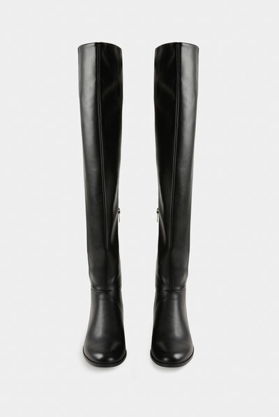 Bottes cuissardes zippées noir femme