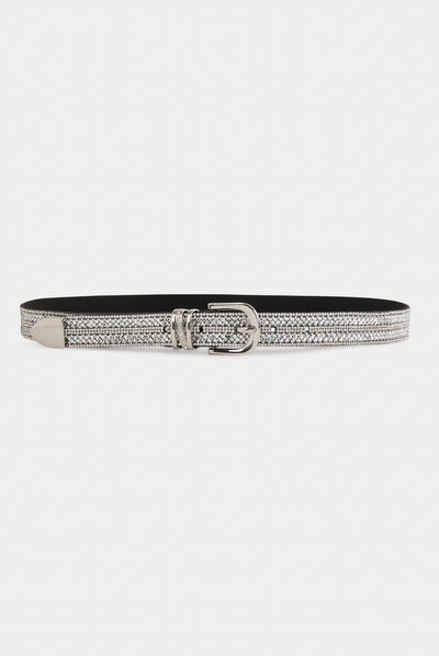 Ceinture avec strass argente femme