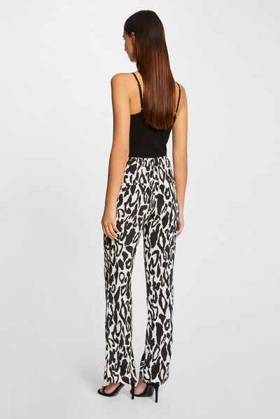 Pantalon droit imprimé animalier multico femme