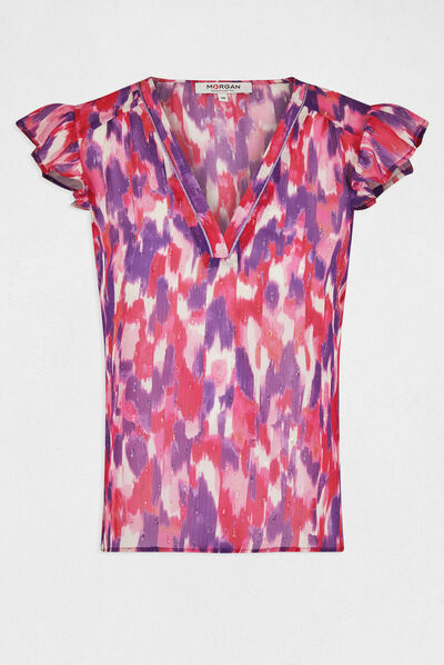 Blouse manches courtes imprimé abstrait multico femme