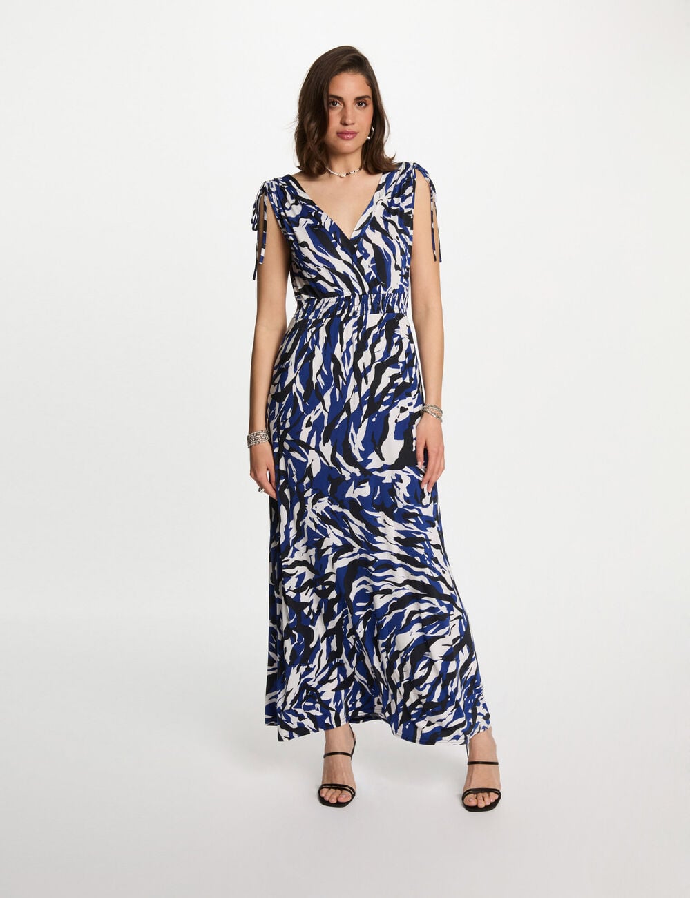 Robe longue droite imprim&eacute;e multicolore femme