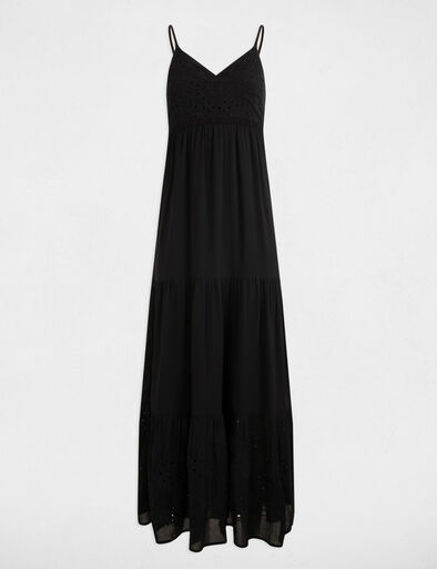 robe longue fluide broderie noir femme Robe longue fluide broderie noir femme