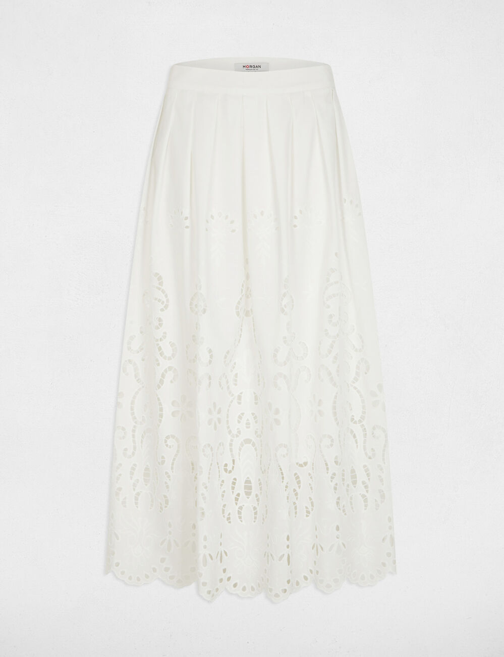 Jupe longue &eacute;vas&eacute;e blanc femme
