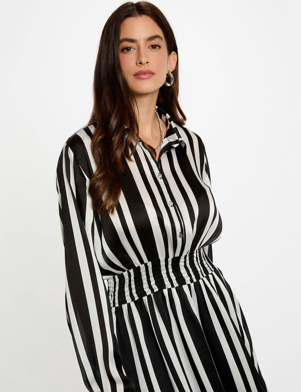 Robe droite ray&eacute;e asym&eacute;trique multicolore femme