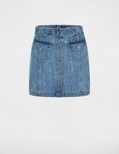 Jupe courte en jean denim stone femme
