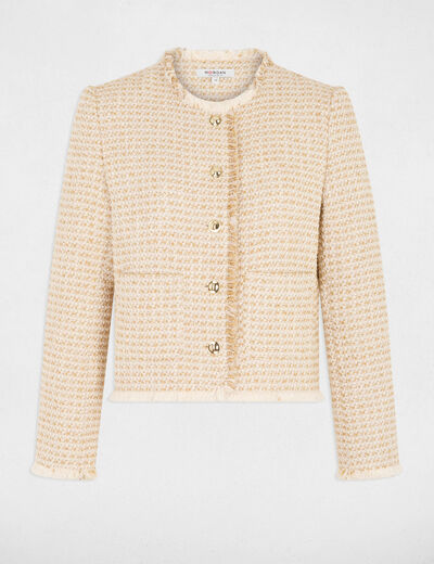 Veste tweed cropped multicolore femme