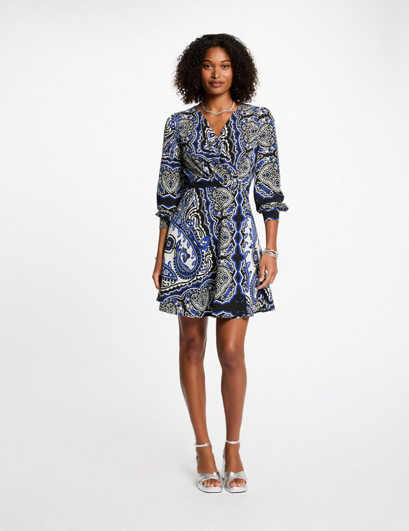 robe courte evasee imprimee multicolore femme Robe courte évasée imprimée multicolore femme