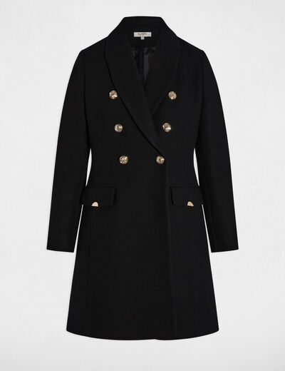 Manteau ajust&eacute; col tailleur noir femme