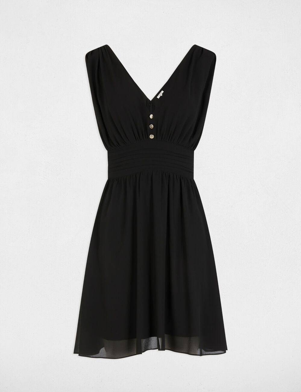 Robe courte &eacute;vas&eacute;e fluide noir femme