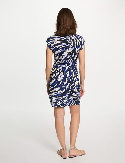 Robe courte ajustée imprimée multicolore femme
