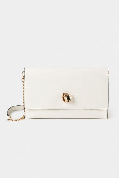 Sac pochette aspect croco blanc femme