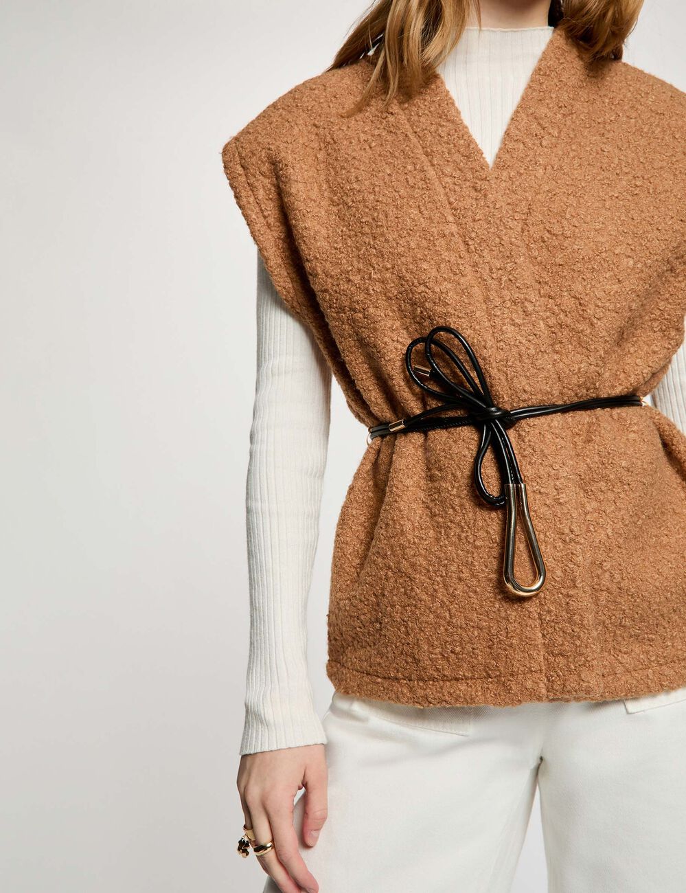 Veste sans manches camel femme
