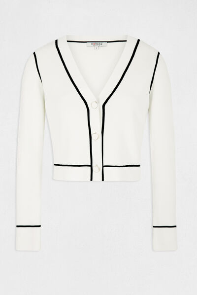 Gilet avec détails constrastés ivoire femme