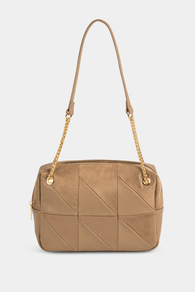Sac rectangulaire porté-épaule beige femme