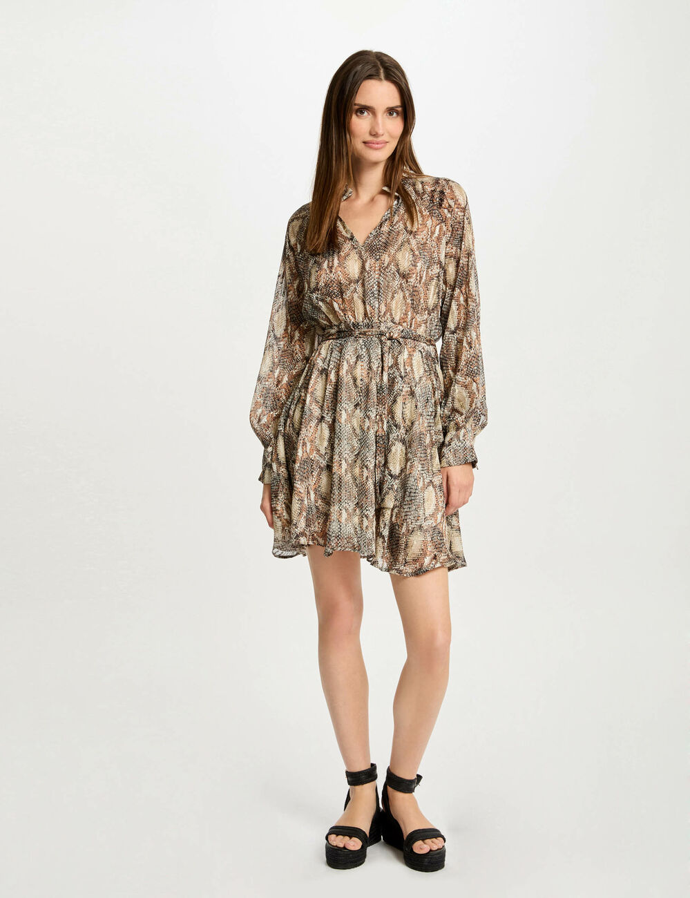 Robe courte &eacute;vas&eacute;e imprim&eacute;e multico femme