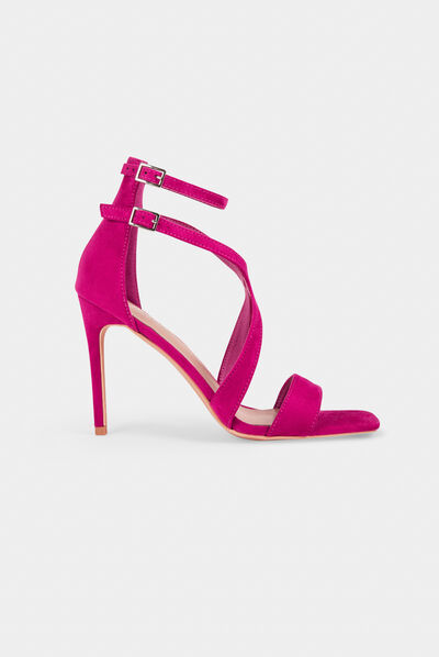 Sandales à talons avec brides rose femme