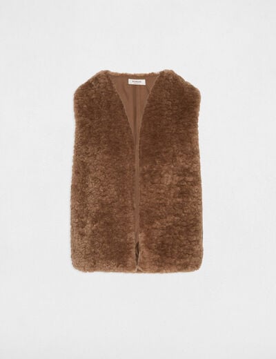 Gilet fausse fourrure marron femme