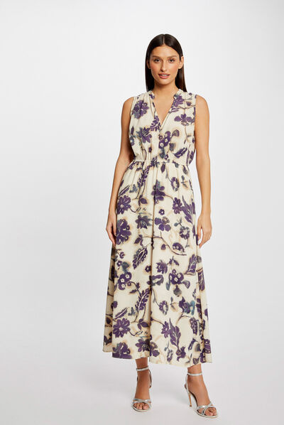 Robe longue évasée imprimé floral multico femme