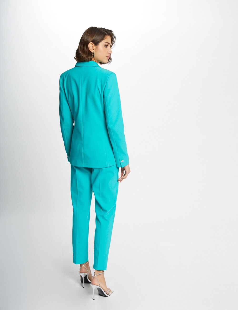 Veste cintrée boutonnée turquoise femme