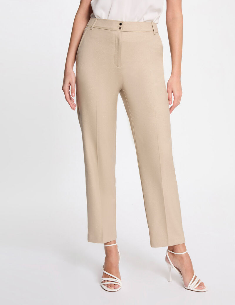 Pantalon droit marron clair femme