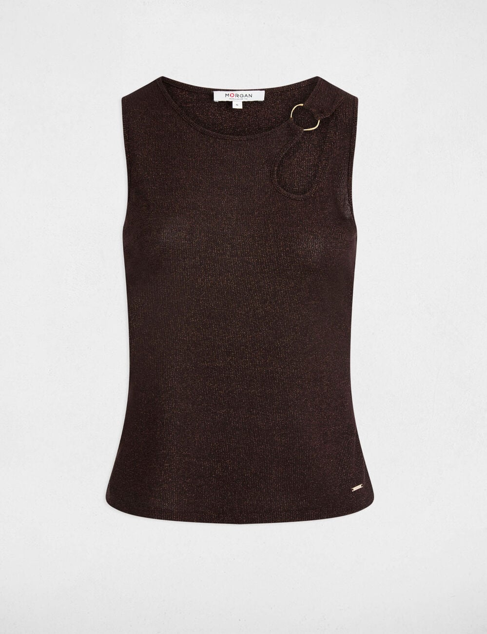 D&eacute;bardeur sans manches marron fonc&eacute; femme