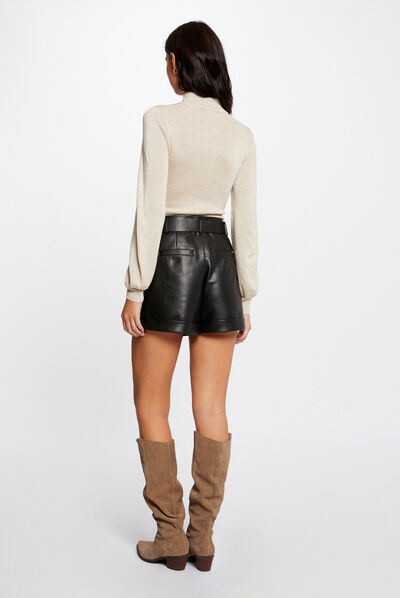 Pull manches longues avec ouverture dore femme