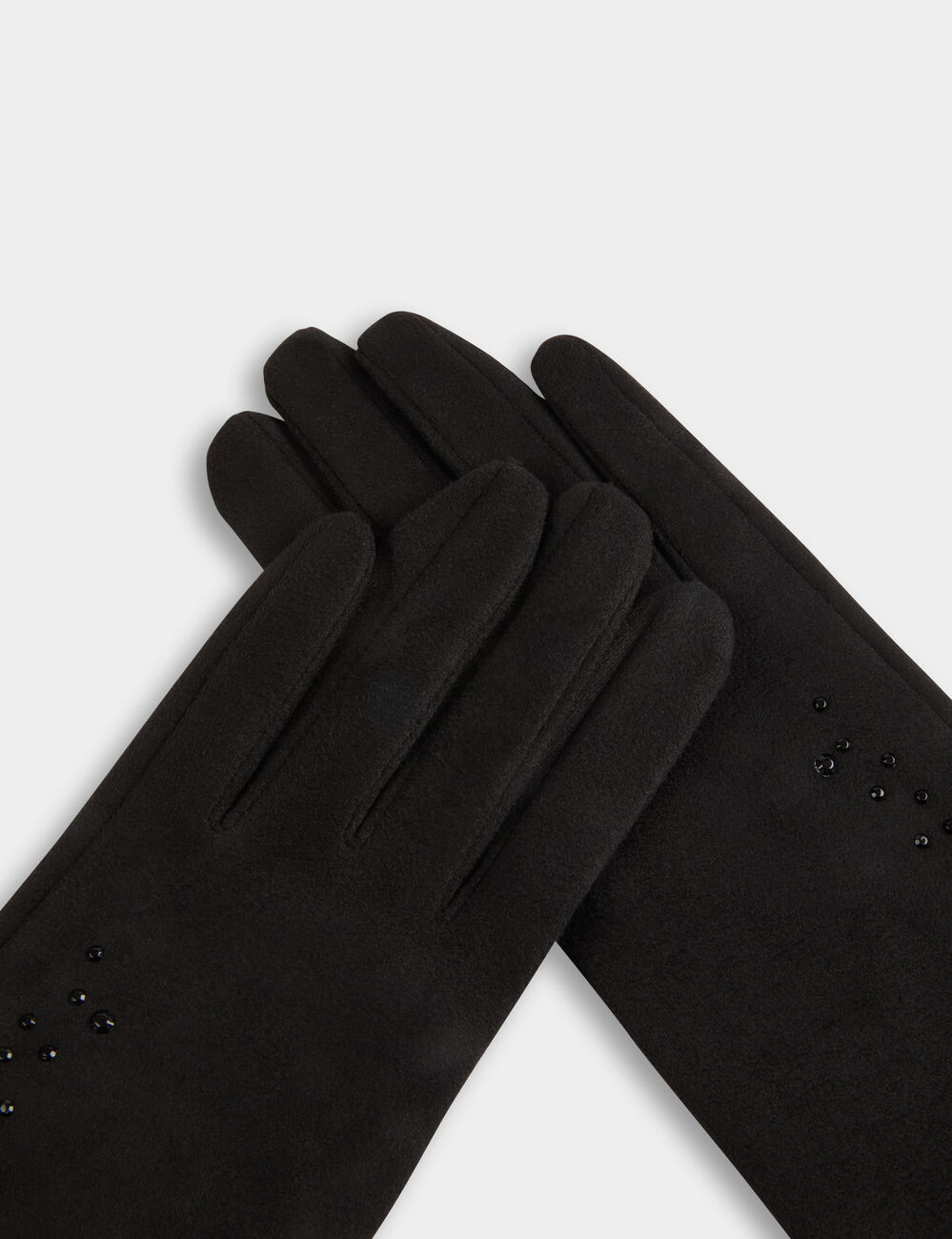 Gants su&eacute;dine strass noir femme
