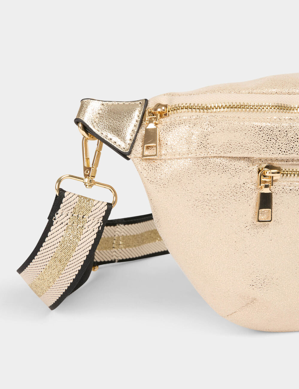 Sac banane m&eacute;tallis&eacute; jaune or femme
