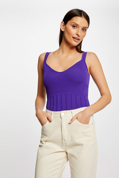 Débardeur pull à bretelles violet femme