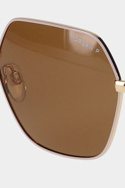 Lunettes de soleil hexagonales beige femme