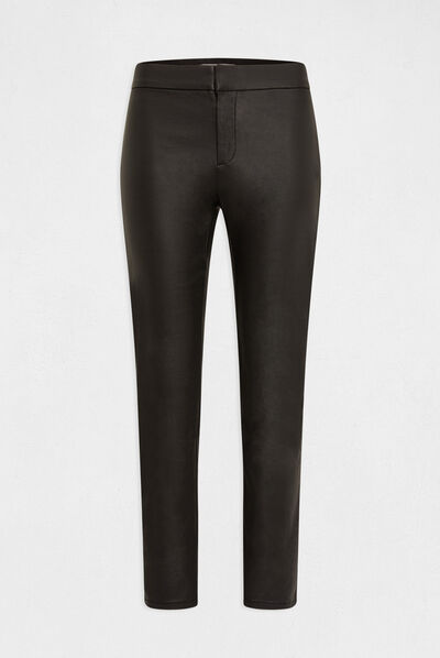 Pantalon skinny enduit 7/8ème noir femme