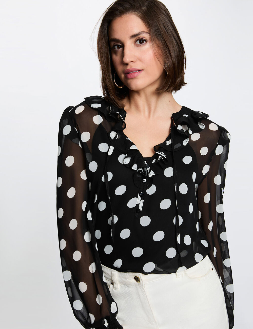 Chemisier voile col lavalli&egrave;re multicolore femme