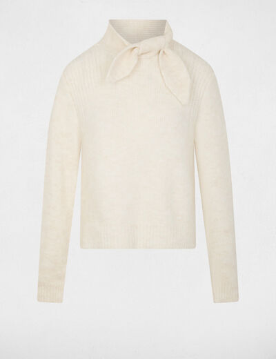 Pull col montant ivoire femme