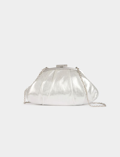 Pochette similicuir couleur argent femme