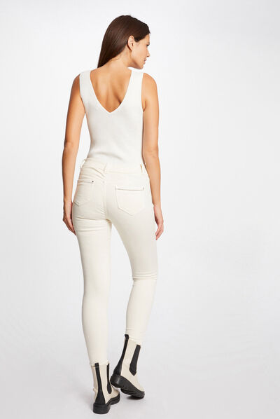 Jeans slim effet stretch beige femme