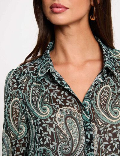 Chemise fluide imprim&eacute;e multicolore femme