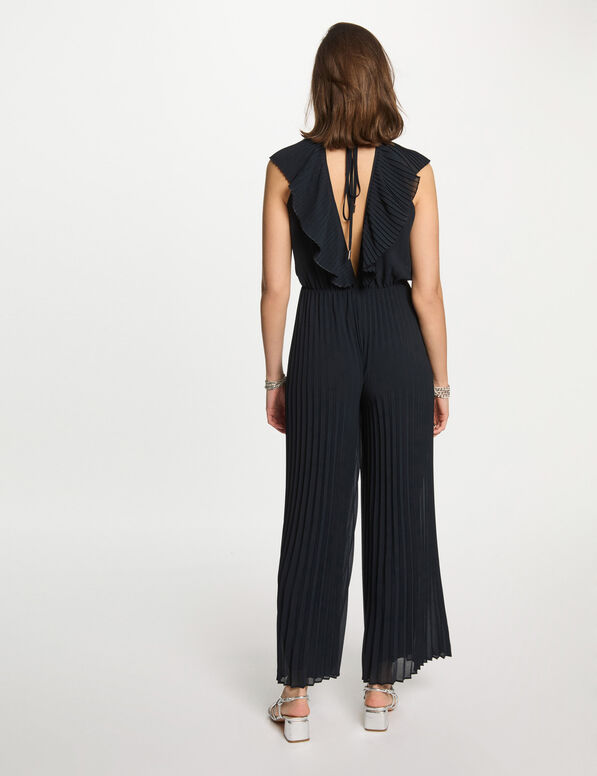 combinaison longue plissee bleu marine femme Combinaison longue plissée bleu marine femme