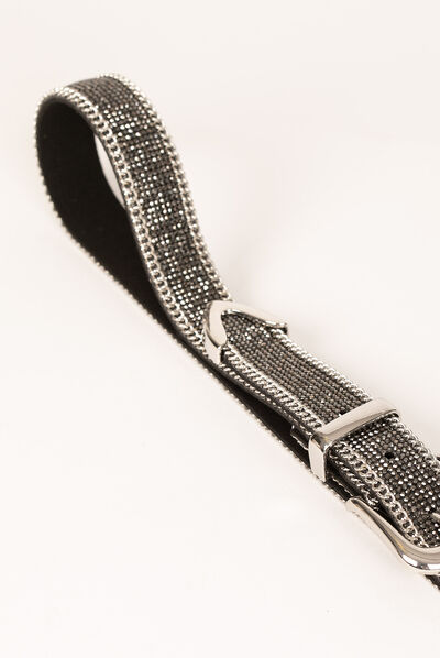 Ceinture avec strass et détails chaînes gris moyen femme