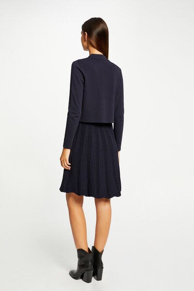 Gilet boutonné col à revers marine femme