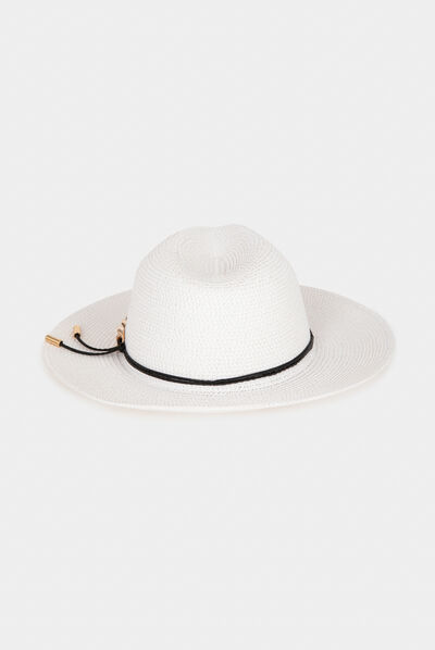Chapeau de soleil ornement métallique blanc femme
