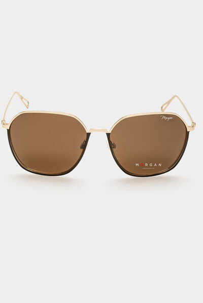 Lunettes de soleil hexagones noir femme