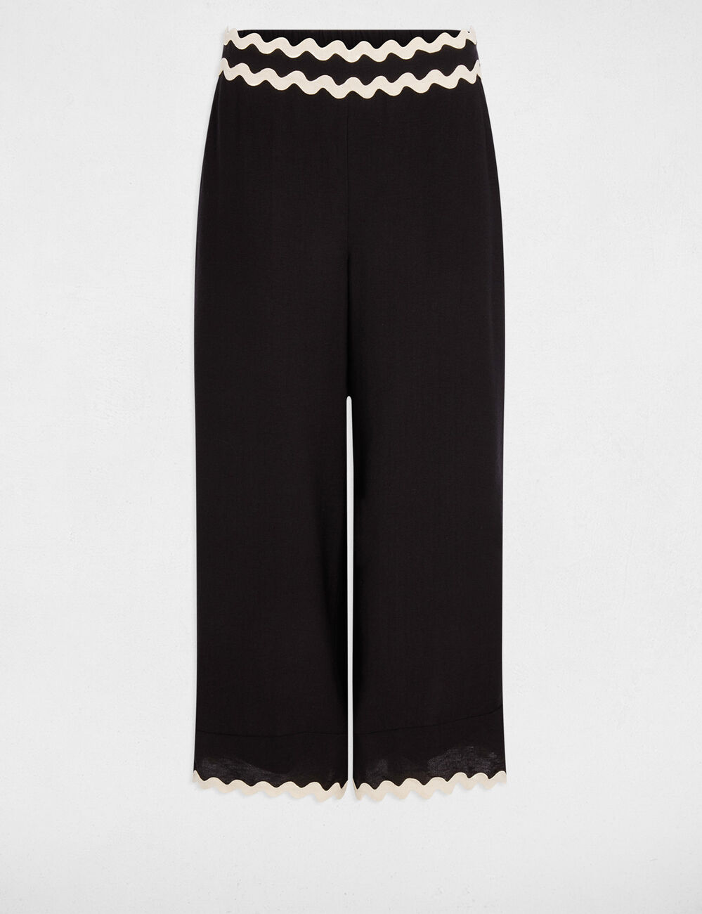 Pantalon large 7/8 noir femme