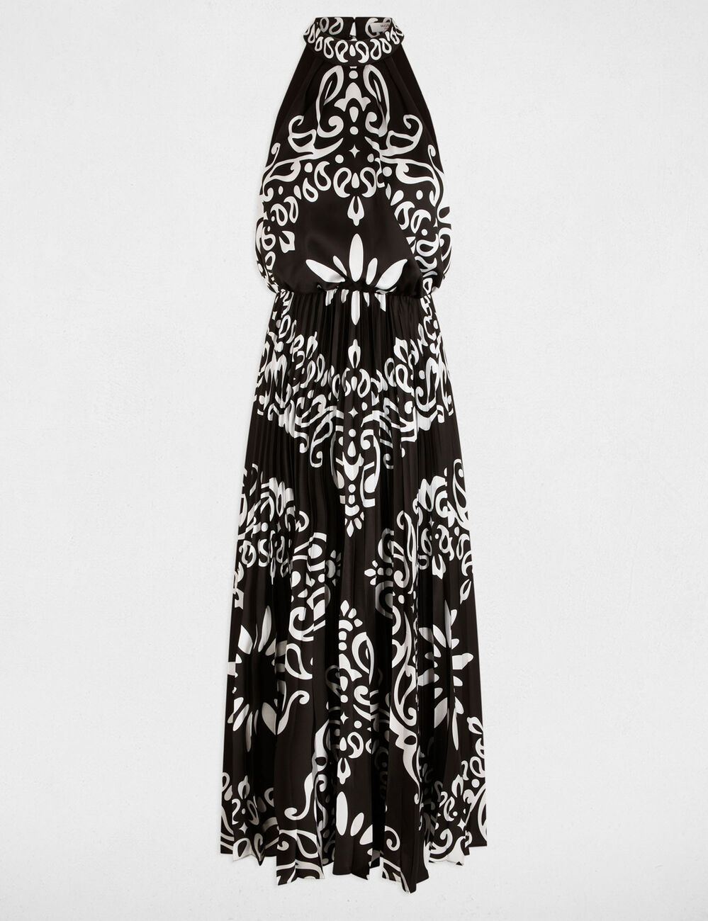 Robe longue col montant multicolore femme