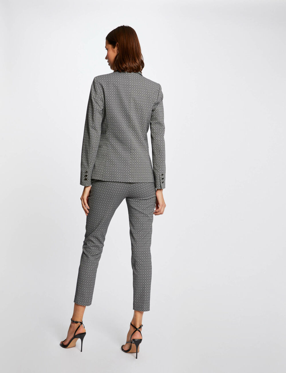 Veste droite imprimé géométrique marine femme